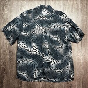 Brioni Neiman Marcus Med Mens Rayon Swirl Print Short Sleeve Button Down Shirt